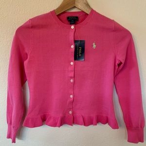 NWT Polo by RL girl’s pink sweater, size M(8-10)